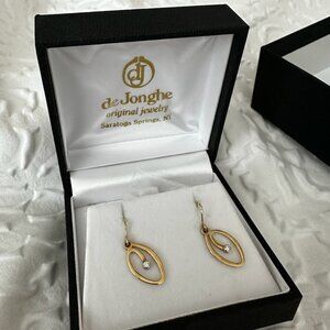 14k Yellow Gold Oval Swirl Diamond Earrings (special edition)